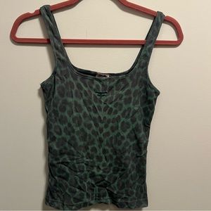 Vintage green leopard print tank top